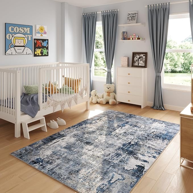 Rugcomf 9x12 Boho Rug Soft Area Rug Non-Slip Non-Shedding Faux Wool Vintage Rug - Image 4