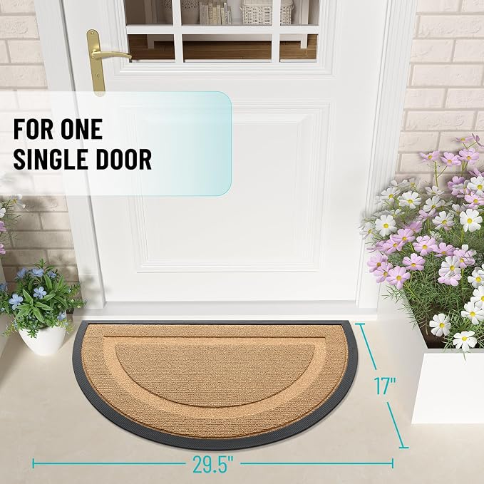 OLANLY Half Circle Door Mat Indoor Outdoor Entrance Welcome, Waterproof - Image 2