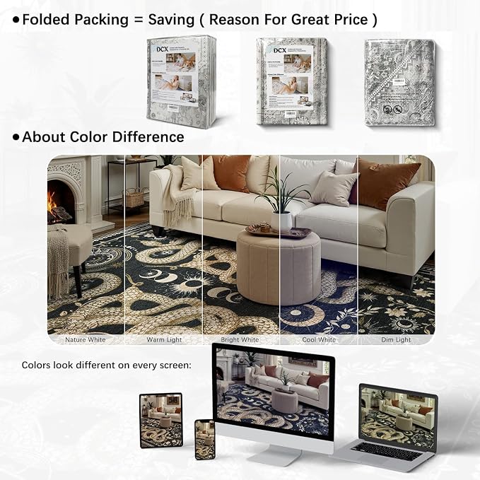 DCX Washable 2x3 Snake Rug, Soft Low Pile Carpet, Kid & Pet Friendly - Image 8