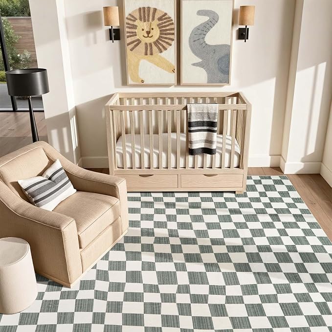 jinchan 6x9 Checkered Area Rugs - Image 6