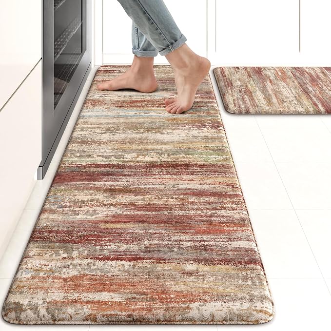 KIMODE Anti Fatigue Kitchen Mats, Farmhouse Kitchen Rugs Sets of 2, Non Slip by StayinComfortCookwithJoy
