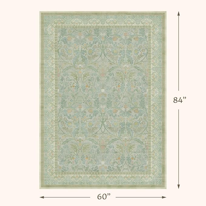 Sage Green Living Room Rugs 5x7, Soft Washable Non Slip Area Rugs - Image 2