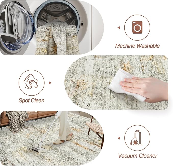 Soalmost 10x14 Area Rugs for Living Room, Non Slip Machine Washable Vintage Rugs - Image 4