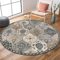 Lahome Moroccan Washable Round Rugs, Soft Vintage Round Rug 4ft, Distress by Lahome