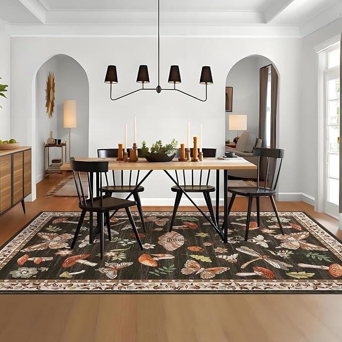ROYHOME Mushroom Rug Black - Image 2