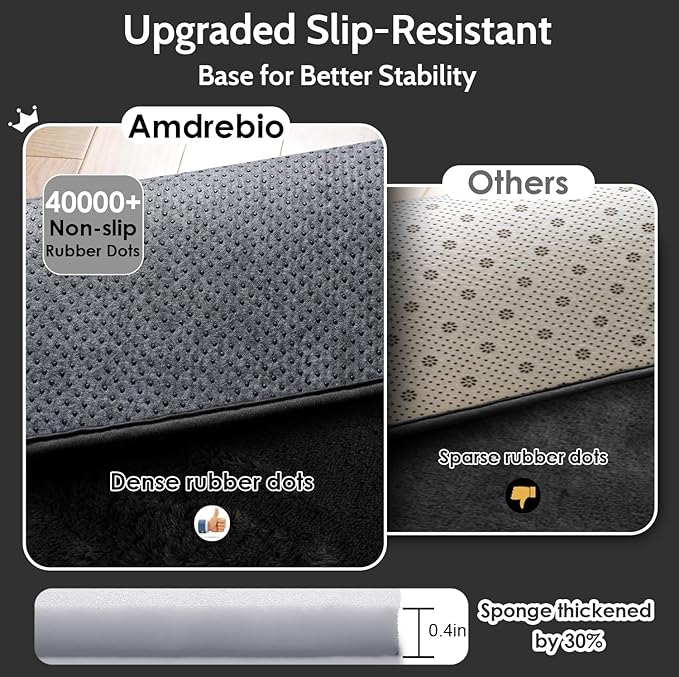 Amdrebio Black Rugs for Bedroom Living Room Decor Aesthetic, Fluffy Shag Furry - Image 4
