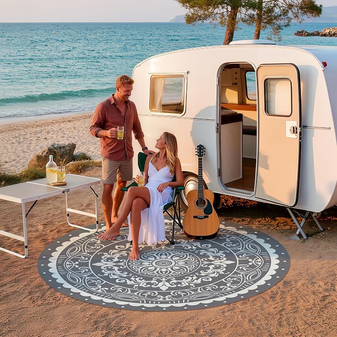 Pauwer Waterproof Outdoor Rug 8ft, Reversible Plastic Straw Patio Camping Rug - Image 8