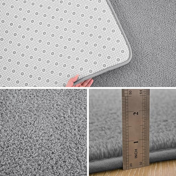 Pettop 4x6 ft Grey Area Rugs for Bedroom Living Room, Washable Memory Foam - Image 4