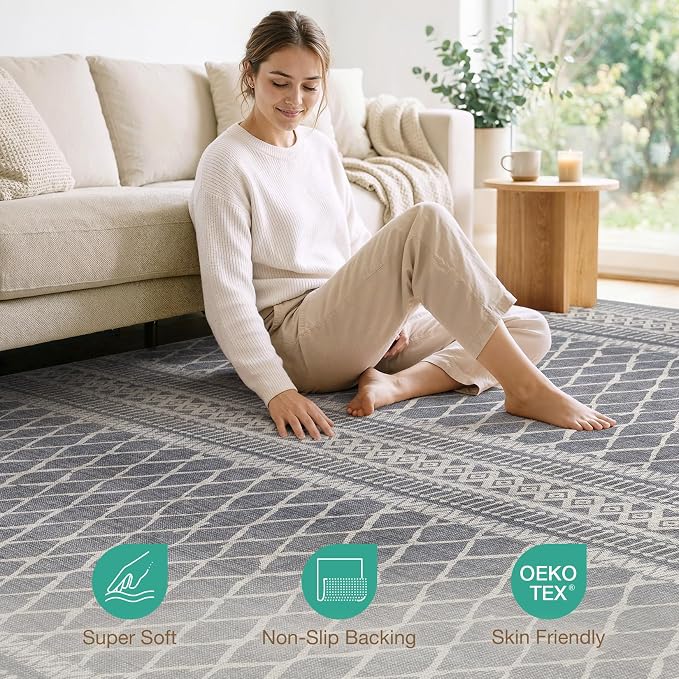 cotiled 5x8 Area Rugs Living Room Rug: Washable Boho Rugs - Image 2
