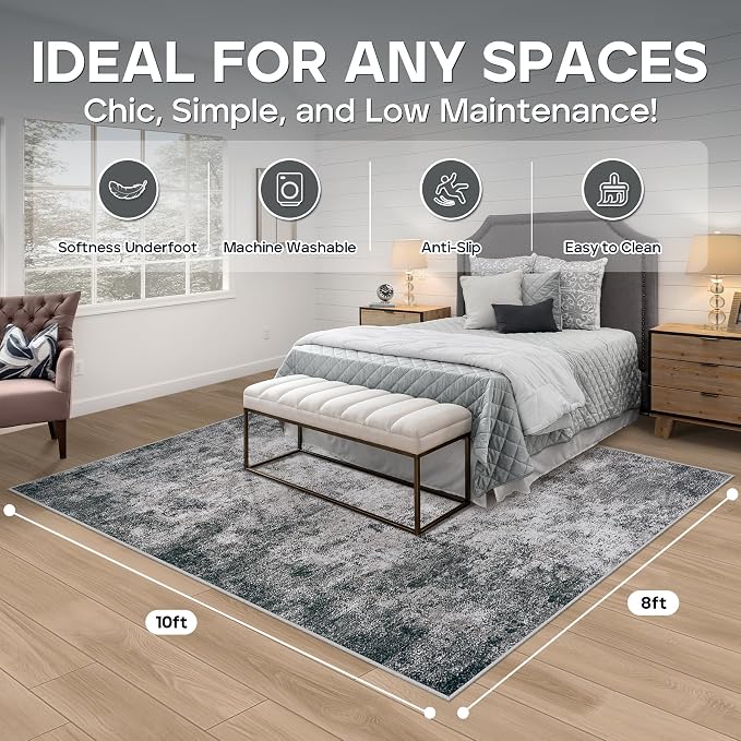 8x10 Area Rugs for Living Room Rug Washable: Modern Large Rug for Dining Room - Image 2