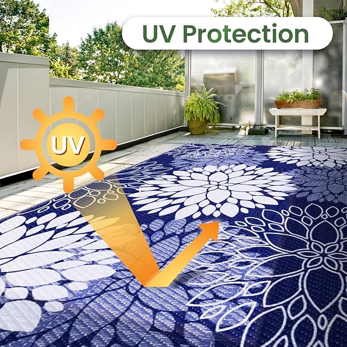 LuxStep Outdoor Rug Waterproof Outdoor Plastic Straw Rug Reversible Patio Rug - Image 7