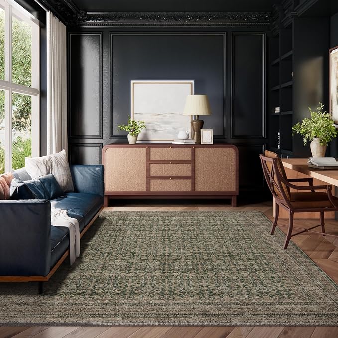 Machine Washable Rugs for Living Room: 6x9 Area Rugs Boho Vintage Rugs Stain - Image 7