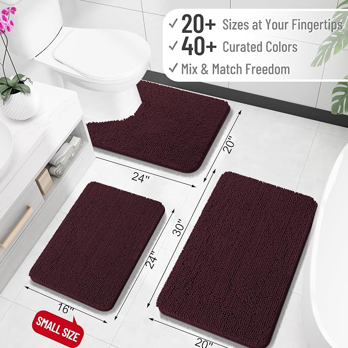 OLANLY Toilet Rugs U-Shaped 24x24, Extra Soft Absorbent Chenille Contour - Image 2