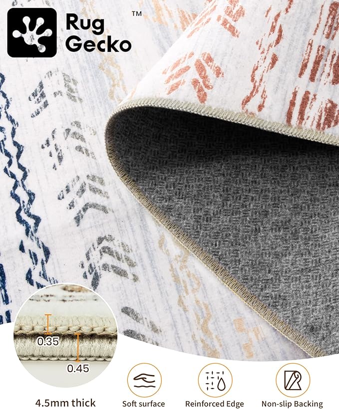 Miukiki 8x10 Area Rug for Living Room Moroccan Washable Rugs Non Slip Indoor - Image 3