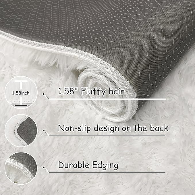 3x10 Feet White Soft Shag Runner Rug - Image 5