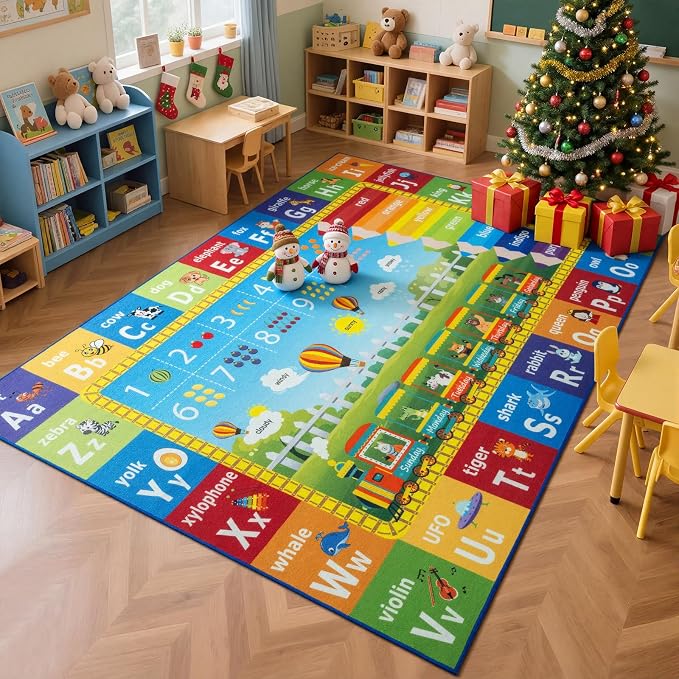 Unirea 8x10 Kids Rug for Playroom Classroom Bedroom, Washable Educational Play - Image 6