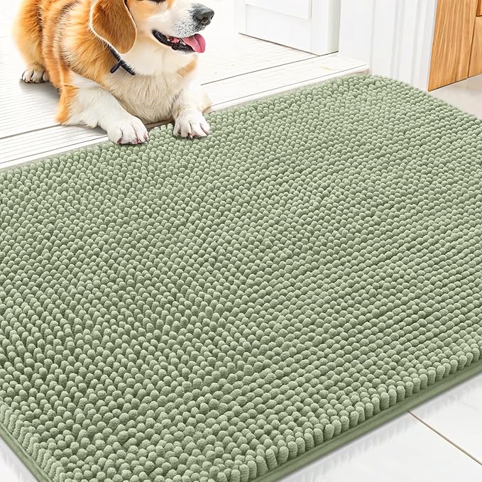 Smiry Dog Door Mat for Muddy Paws 30x20, Absorbent Dirt Trapper, Non-Slip by Smiry