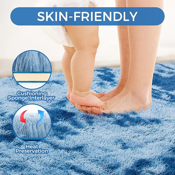 Ultra Soft Rug for Living Room, 8X10 Fluffy Shag Area Rug for Bedroom, Modern - Image 5