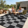 Garvee Waterproof Outdoor Rug 9x12, Checkered Foldable Plastic Straw Patio by Garvee