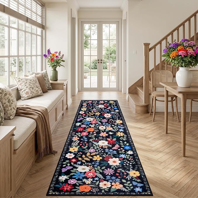 Runner Rug for Entryway: 2.6x10 Kitchen Rugs Non Slip Washable Ultra-Thin Soft - Image 3