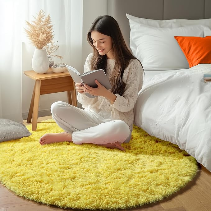 ONASAR Yellow Round Area Rugs 4ft - Image 6