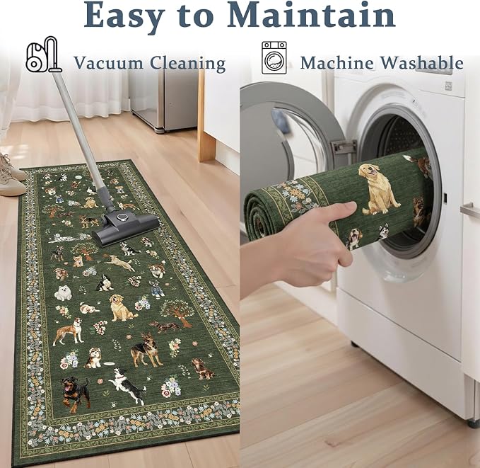 Dog Rug Runner for Entryway, 2x4 Washable Kitchen Mat Ultra-Thin Soft, Non-Slip - Image 6