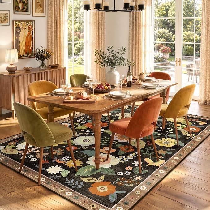 RELEANY Floral 8x10 Area Rugs Washable Print Boho Cute Carpet Non Slip Flower - Image 8