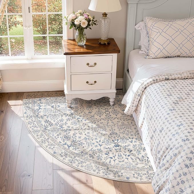 jinchan Zenith Corner Rug 4x4 Area Rug Floral Soft Aesthetic Non-Slip Low Pile - Image 9