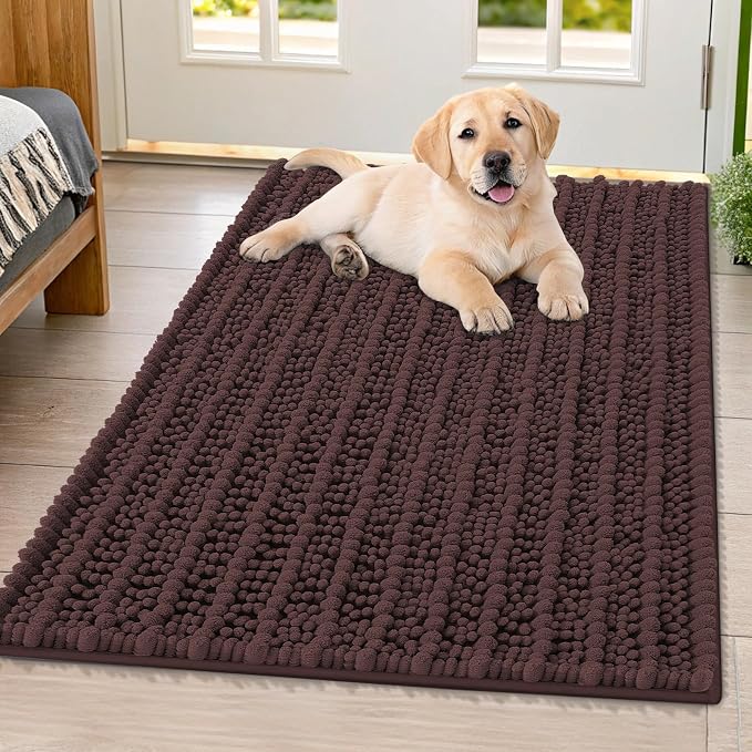 Smiry Dog Door Mat for Muddy Paws 40x32, Absorbent Dirt Trapper, Non-Slip by Smiry