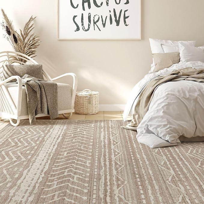 Nakagishi 9x13 Area Rugs Living Room: Washable Boho Large Neutral Soft - Image 8