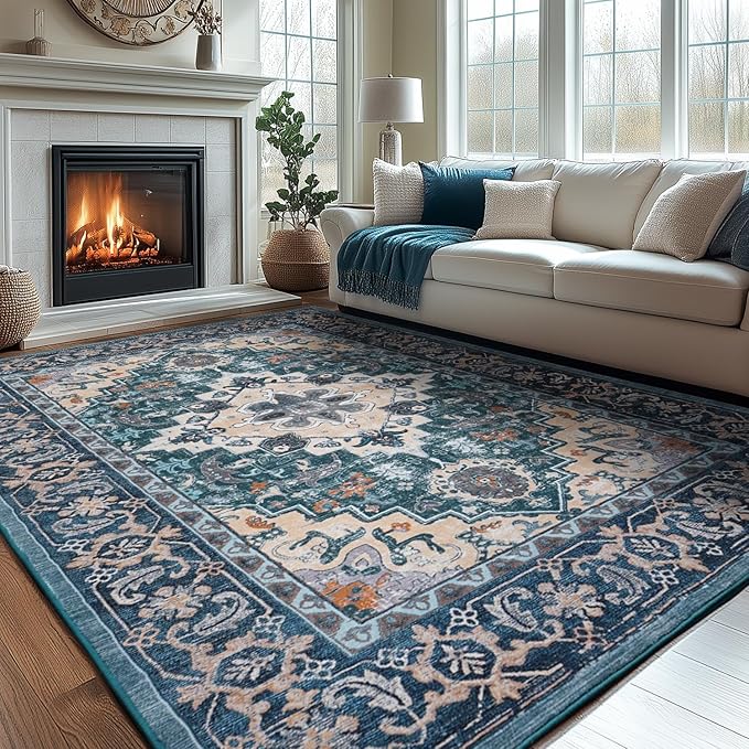 Lessymo 8 x 10 Area Rugs for Living Room, Machine Washable Area Rugs Boho Faux by Lessymo