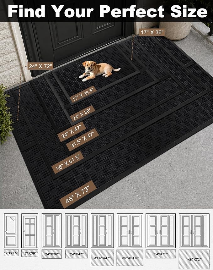 Mibao Front Door Mat Outdoor Entrance, Waterproof Dirt Trapper Doormat - Image 3