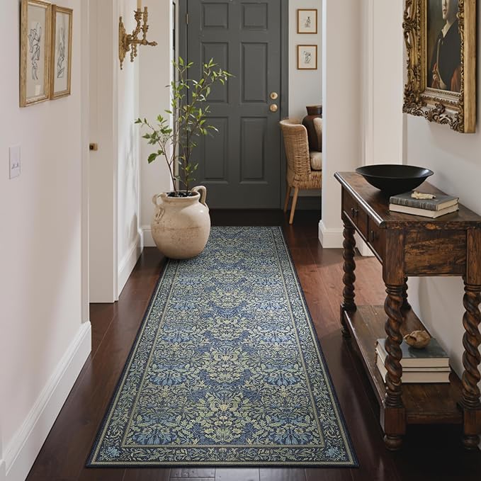 GENIMO 2x7 Runner Rug Non Slip Washable, Vintage Floral Kitchen Runner Rug by GENIMO
