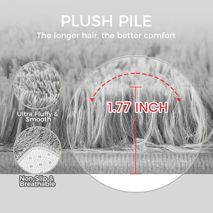 Ultra Soft Rug for Living Room, 4X6 Fluffy Shag Area Rug for Bedroom, Modern - Image 4