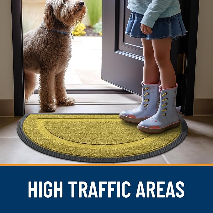 OLANLY Half Circle Door Mat Indoor Outdoor Entrance Welcome, Waterproof - Image 7