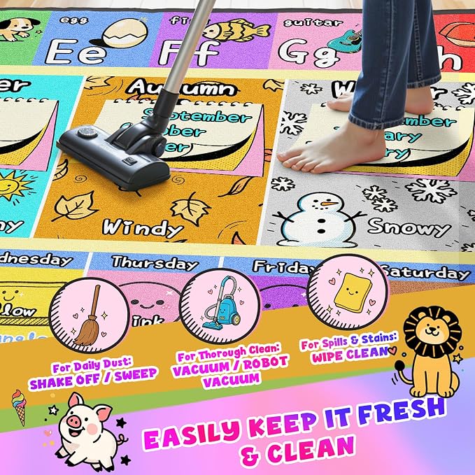 Alphabet Kids Rugs for Playroom, 5x7 Non-Slip & Soft ABC Rug for Kids Room - Image 6