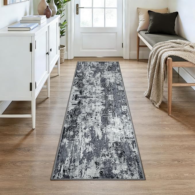RELEANY Washable Area Rugs 2x7 Non-Slip Modern Abstract Soft - Image 2