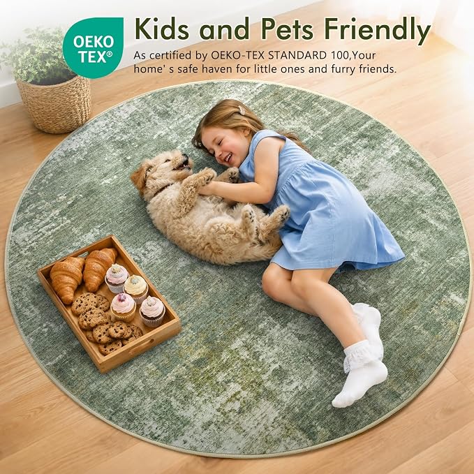 4Ft Round Area Rugs for Living Room, Soft Non-Slip Washable Rugs Modern - Image 5