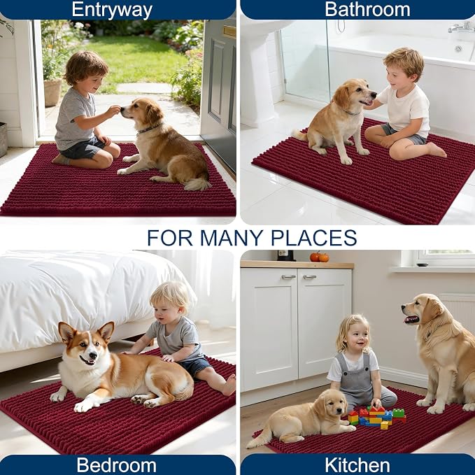 OLANLY Dog Door Mat for Muddy Paws 44x32, Ultra Absorbent Chenille Mud Doormat - Image 8