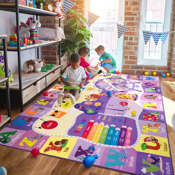Kids Rugs for Playroom Bedroom Classroom Nursery, Non-Slip and Washable Rugs - Image 4