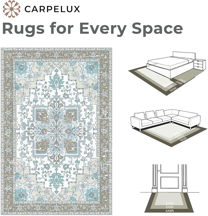 Farmhouse 9x12 Area Rugs for Living Room, Machine Washable Non Slip Carpet - Image 9