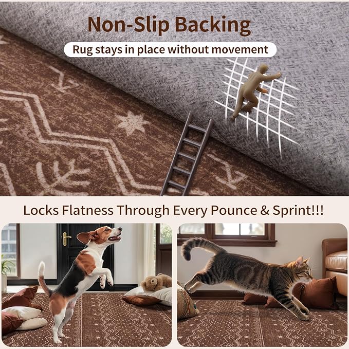 SERISSA 3x5 Area Rugs for Living Room, Washable Non-Slip Coffee Brown Small - Image 5
