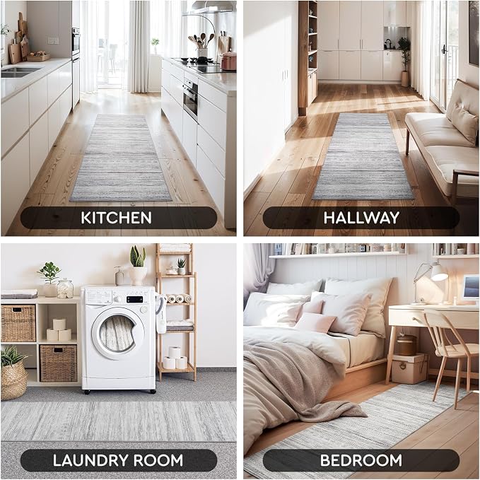 2x10 Runner Rug Machine Washable Non Slip Area Rug Distressed Neutral Moroccan - Image 7