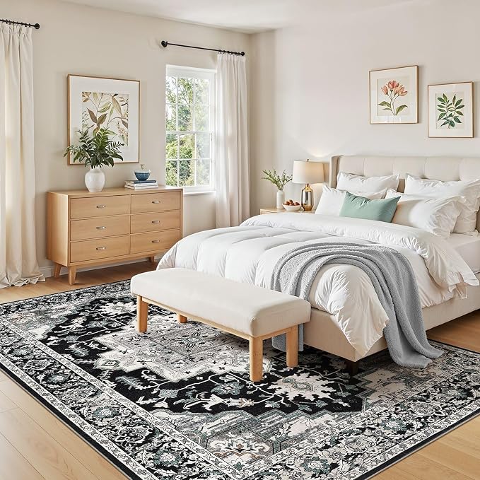 5x7 Area Rugs Living Room: Washable Vintage Rug Large Non-Slip Stain Resistant - Image 4