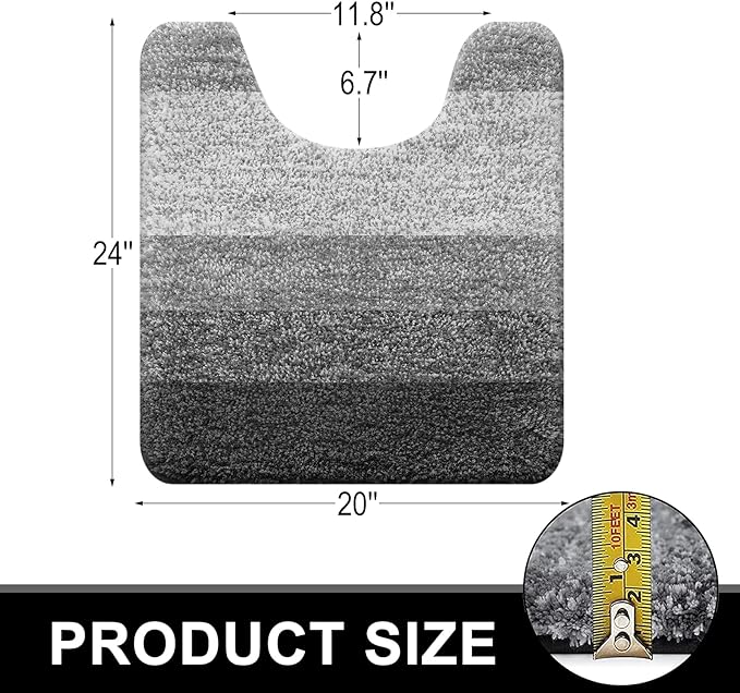 OLANLY Luxury Toilet Rugs U-Shaped 24x20, Extra Soft and Absorbent Microfiber - Image 2