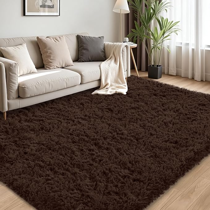 5x8 Area Rug for Living Room:Ultra Soft Fluffy Shag Brown Rugs, Large Fuzzy - Image 2
