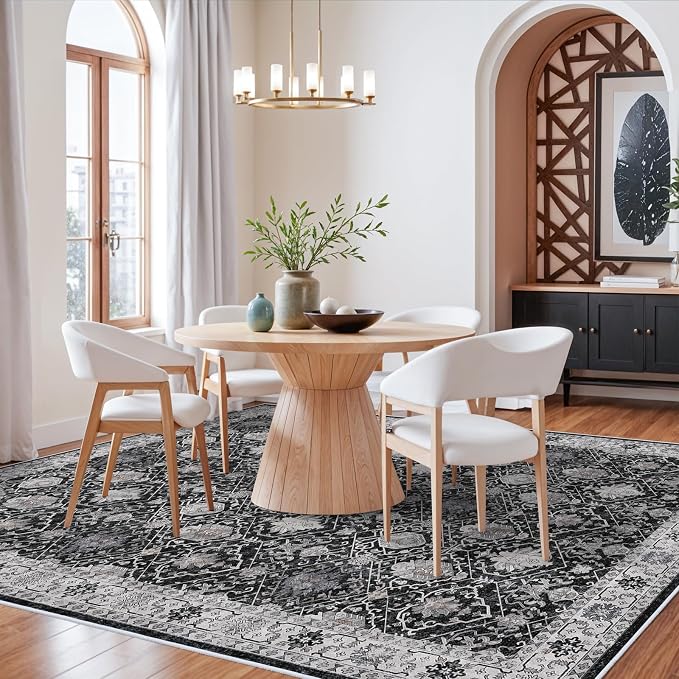 Washable 8x10 Living Room Rug: Vintage Low Pile Water Resistant Area Rug - Image 7