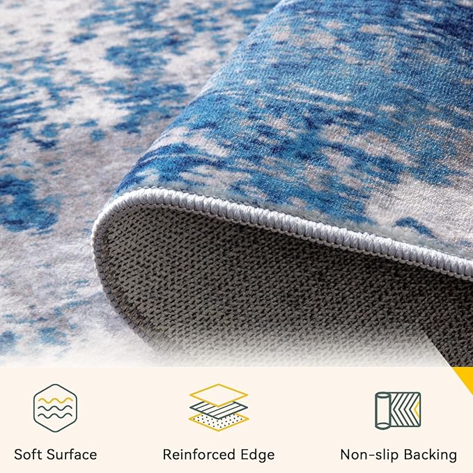 RELEANY Washable Area Rugs 7x10 Non-Slip Modern Abstract Soft - Image 2