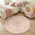 RELEANY Area Rugs Round 4ft Washable Non-Slip, Floral Vintage Distress by RELEANY