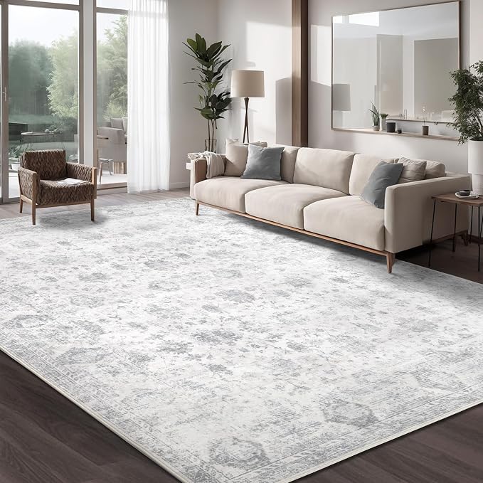 Washable 9×12 Area Rugs for Living Room, Vintage Floral Rug Soft Non Slip Stain by Dotiiorug